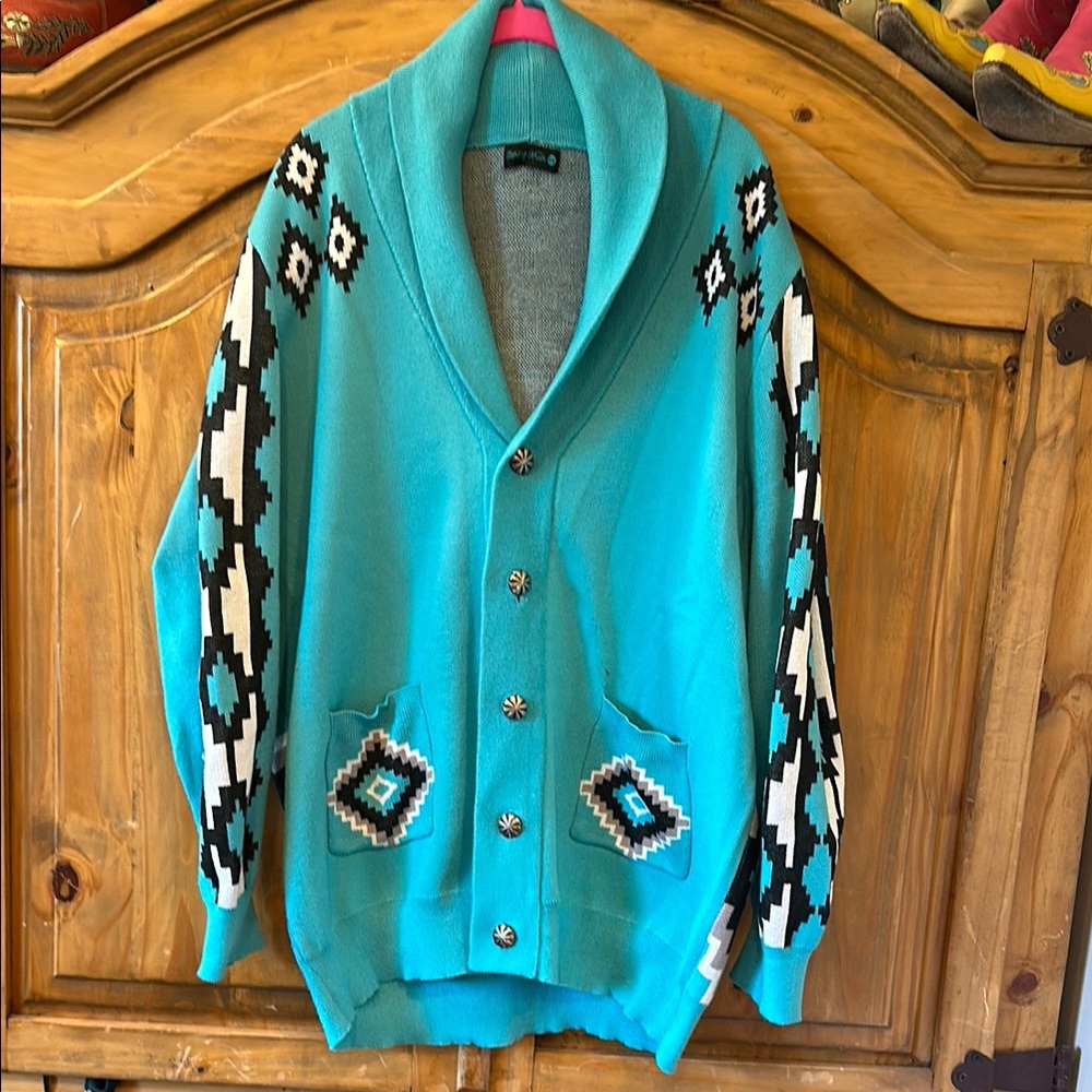 Turquoise Patterned women’s western  Sweater
